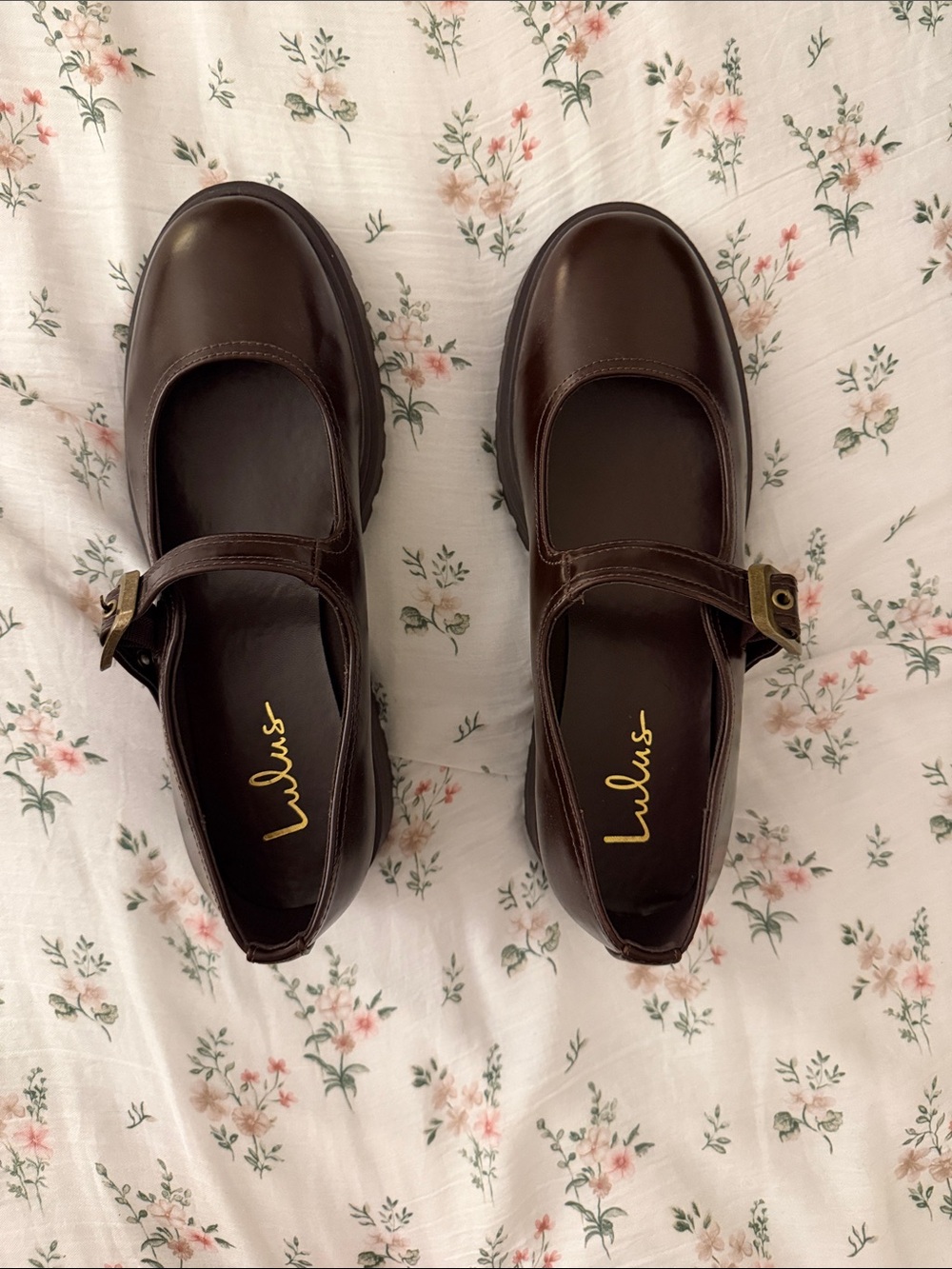 brand new/ never worn Lulu's Dark Brown Mary Jane Loafers with Chunky Lug Sole - Picture 3 of 4